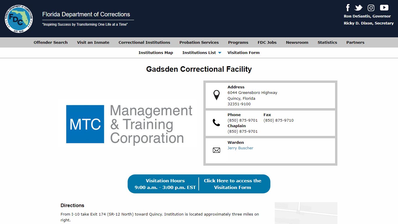 Gadsden Correctional Facility -- Florida Department of Corrections